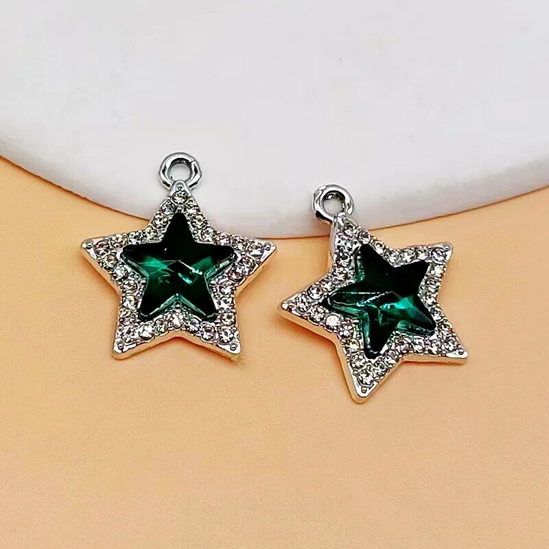 Breloque étoile en cristal plaqué argent pour bijoux, bracelet exécutif, résultats de collier, accessoires de bricolage, 10 pièces