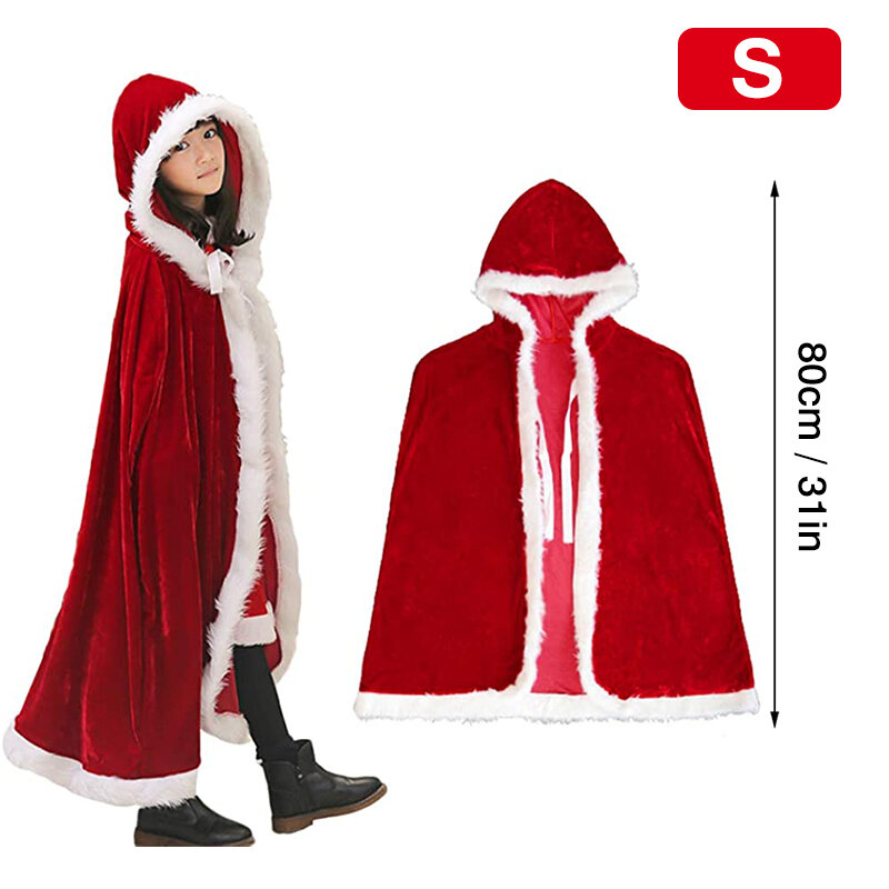 Cosplay Christmas Cape Red Hooded Flannelette Santa Cloak Adult Children Christmas Costumes Prop For Carnival Party Xmas gift