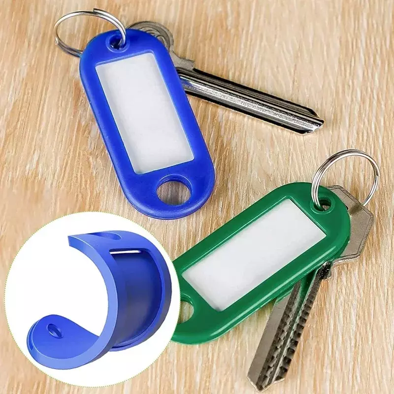 Plástico Keychain com Split Ring, Key Fobs, Etiqueta ID, Tags de Nome, Bagagem Tags, Bagagem Chaveiro, Chaveiros Decoração, 10 PCs, 50PCs