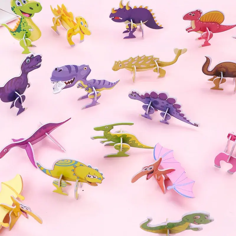 Детская бумажная трехмерная маленькая головоломка в форме динозавра Милая мультяшная маленькая головоломка в форме динозавра обучающая игрушка