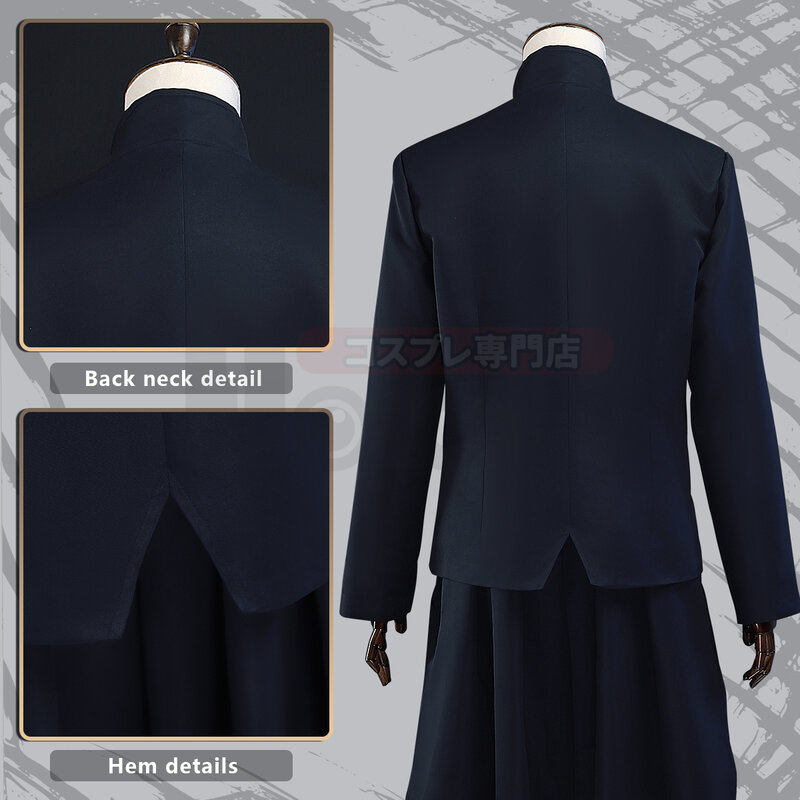 HOLOUN Jujutsu JJK Manga Anime Suguru Geto Satoru Gojo Cosplay Costume Wig Dark Blue Jacket Pants Uniform Rose Net Halloween