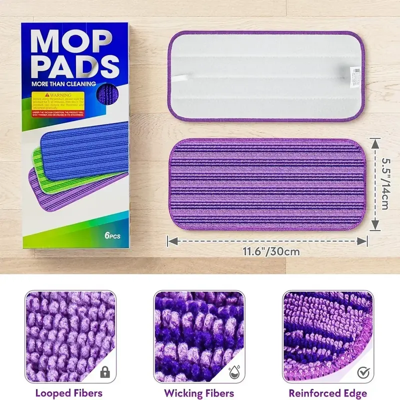 Almohadillas de microfibra reutilizables para fregona, accesorios de limpieza para el hogar, almohadilla húmeda y seca, 2 piezas