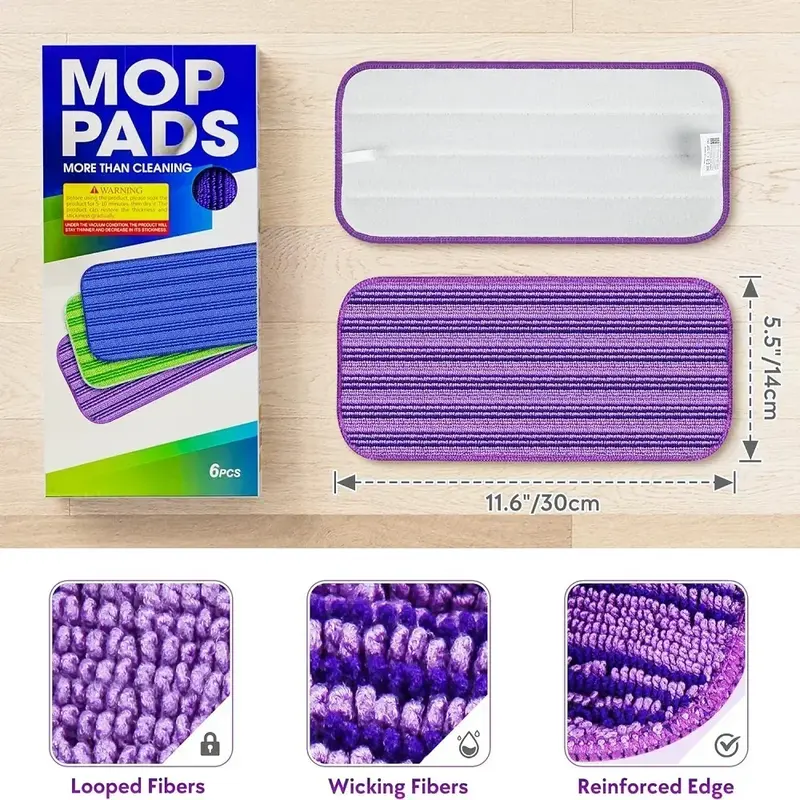 Almofadas de microfibra reutilizáveis para Swiffer, Almofada molhada e seca, Pano de poeira doméstica, Acessórios de limpeza, Wet Jet, 2Pcs