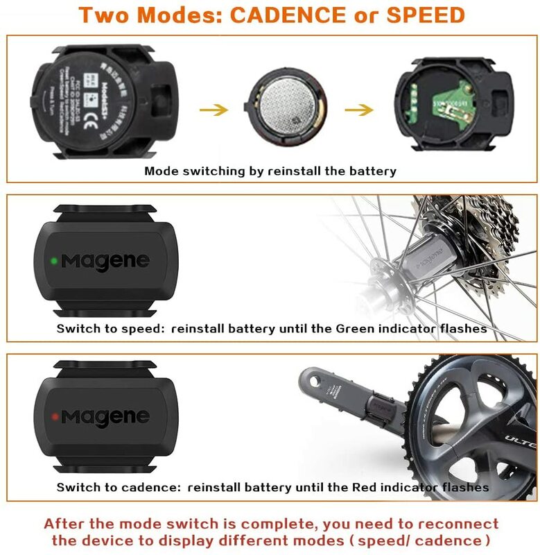 ماجين S3+ مستشعر سرعة دوران عجلات الدراجة الهوائية, يتصل بالكمبيوتر بنظام ANT وبلوتوث، عداد سرعة ثنائي الاستشعار، ملحقات الدراجة الهوائية، متوافق مع Wahoo Onlap Zwift