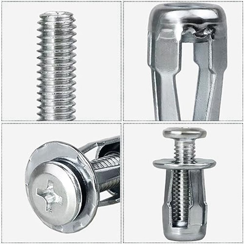 ABSF Expansion Screw Petal Nut, M4 X 20 Petal Shape Metal Nut Jack Nuts Petal For Hollow Wall Iron Plastic Thin Metal Thin