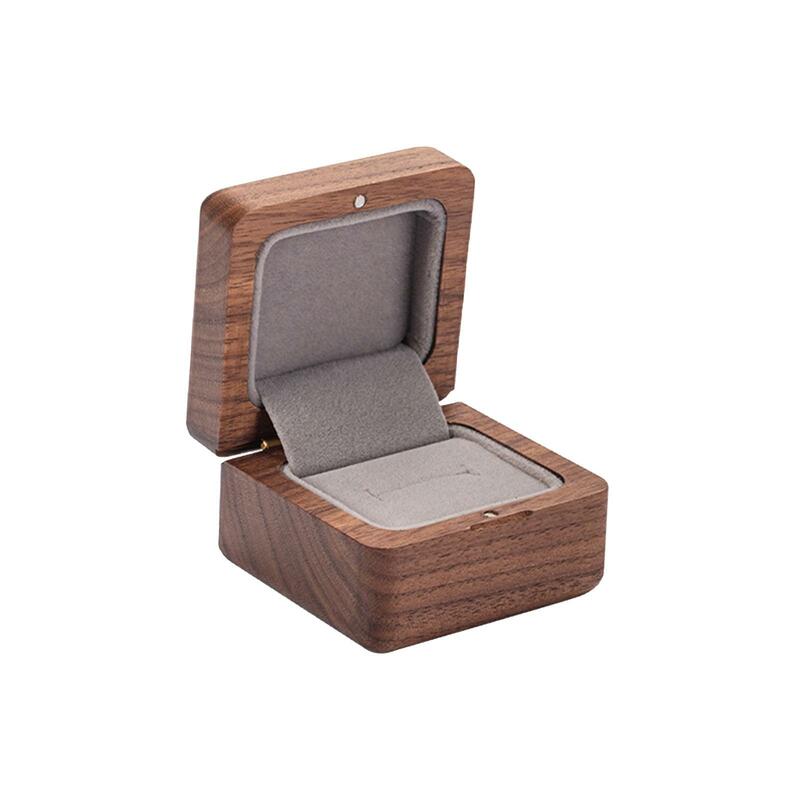 Деревянная коробка для колец, деревянный держатель для колец на годовщину, подарок на день рождения, помолвку