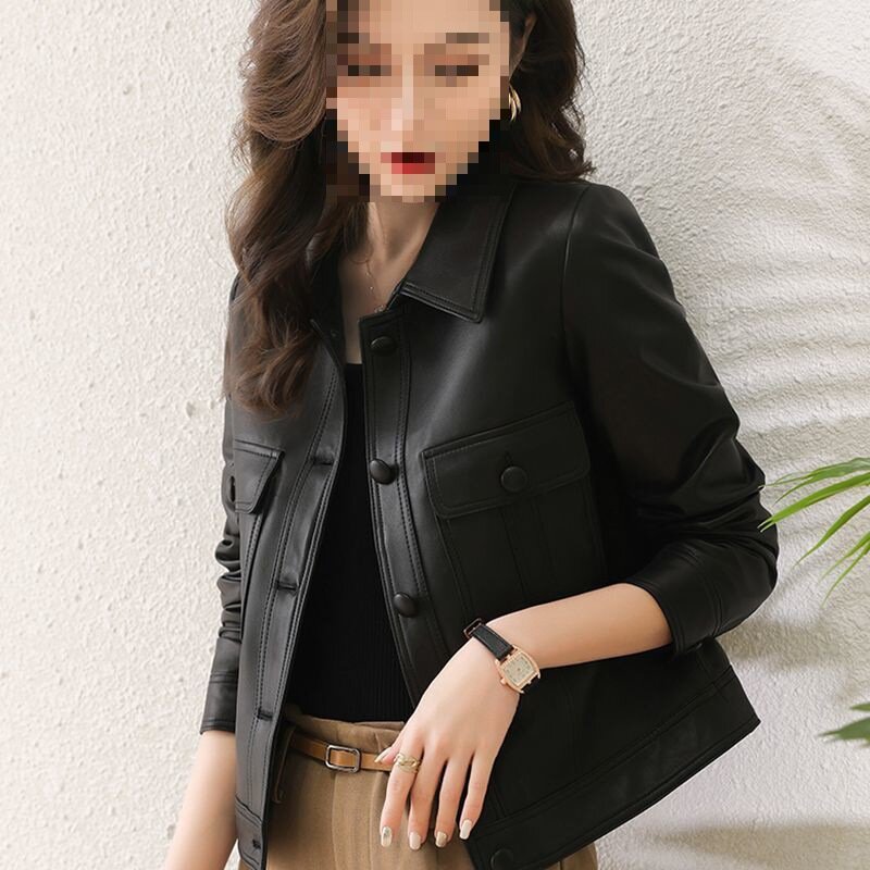 Leather Jacket Women's Clothing Autumn Spring 2023 PU New Coat Lapel Jacket Fashion Cardigan Outifits Long Sleeve Top Short Coat