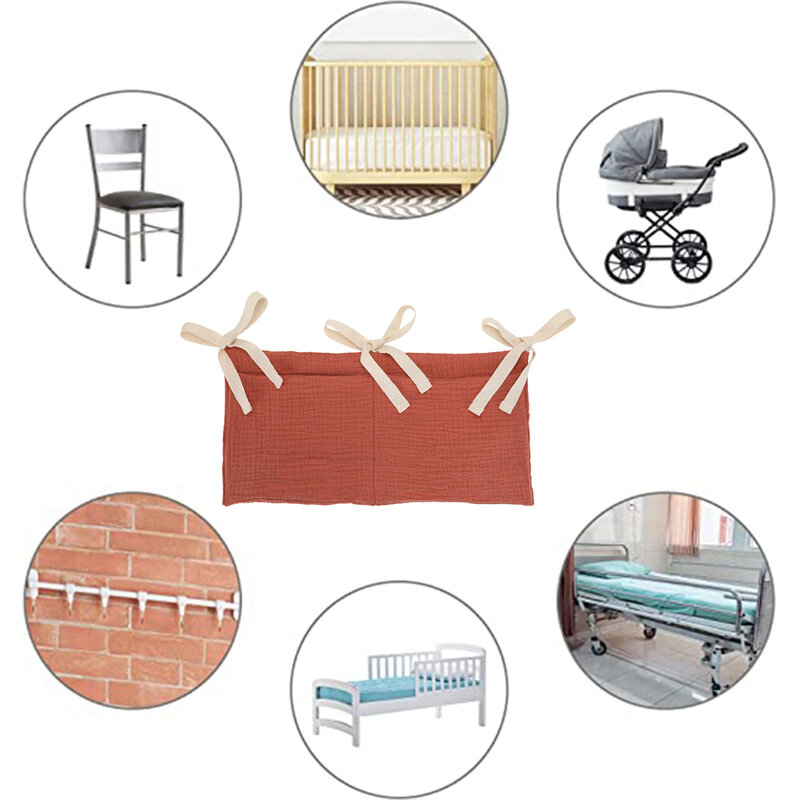 Baby Crib Organizer Cot Caddy Bed Storage Bag 2 bolsos cabeceira pendurado fralda Berçário Organizador para fraldas Brinquedos Vestuário