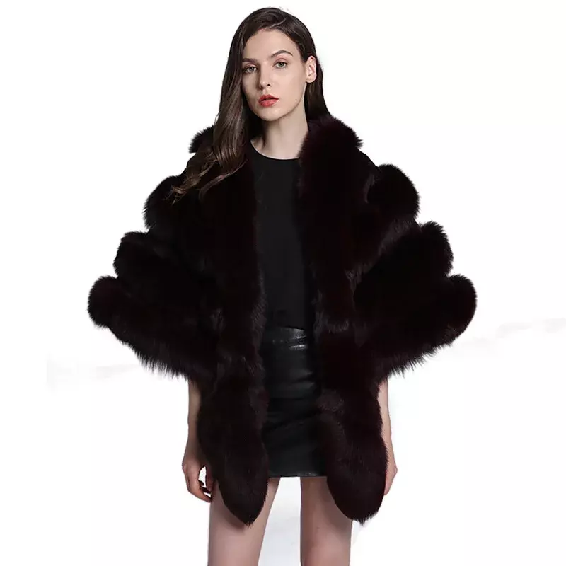 여성 여우 털 잔디 코트, 따뜻한 짧은 조끼, 가을 겨울 인기