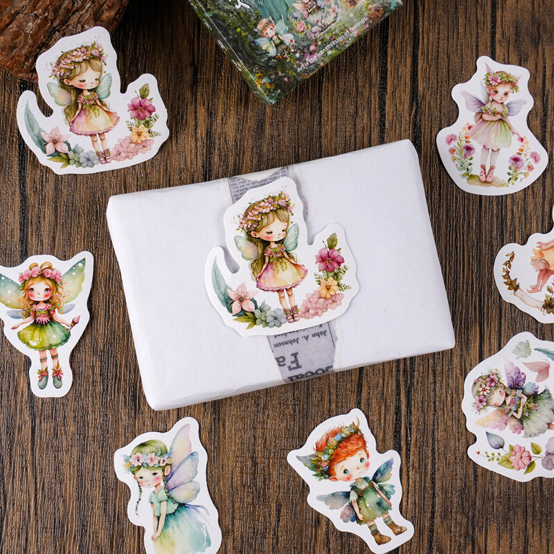 46Pcs Stickers boxed stickers Flower Fairy Theme Subtlety Handbook Decoration Material Stationery Scrapbooking Cut 64*44mm