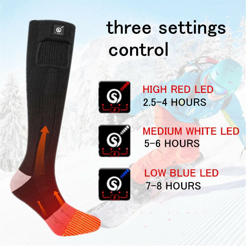 Calcetines con calefacción eléctrica para hombre, medias térmicas con batería, para esquí y deportes, Invierno