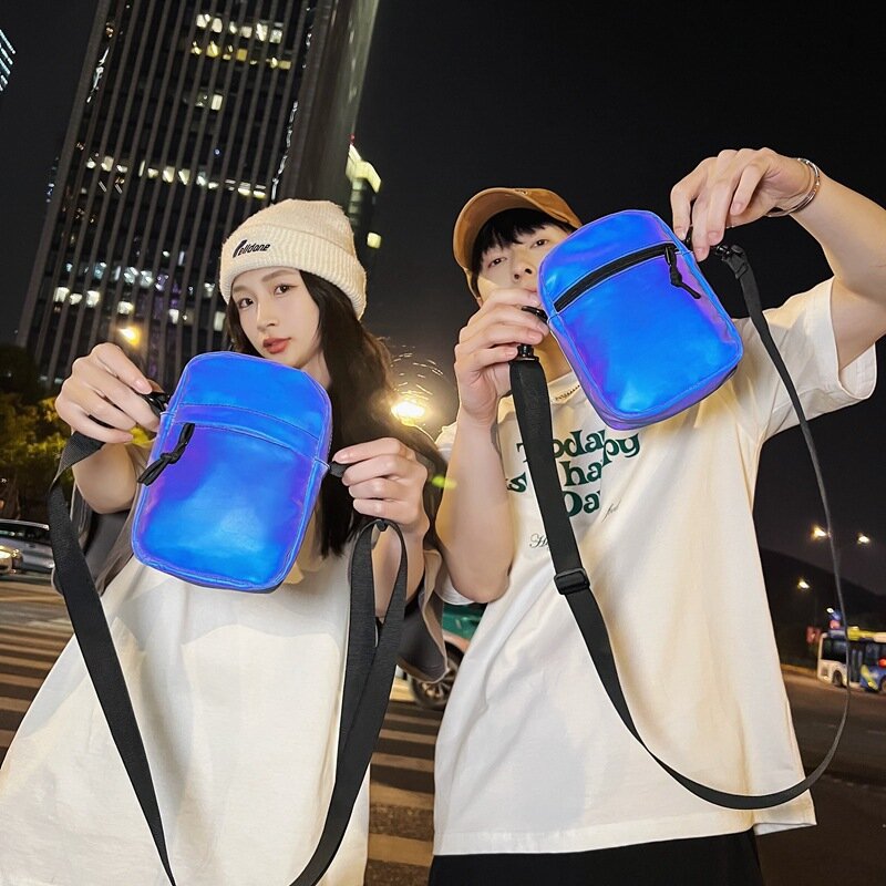 Nowe torby na ramię lato Mini Messenger Bag Unisex etui na telefon torebki casualowe z nylonowym zamkiem odblaskowym i osobowością