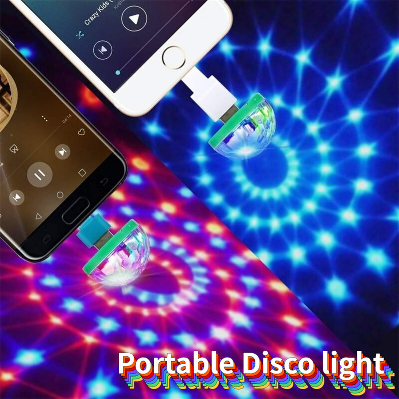 ไฟเวที LED แบบ USB สำหรับดีเจไฟสร้างบรรยากาศในรถแบบพกพาสำหรับครอบครัวไฟงานเลี้ยงบอลหลากสีบาร์คลับ lampu tidur