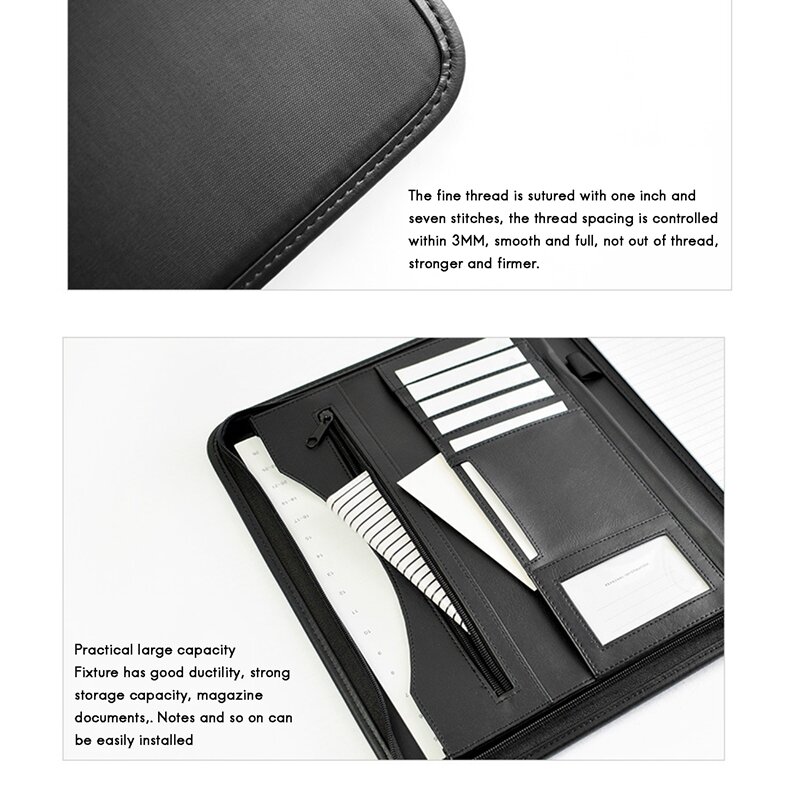 A4 PU Leather Folder Multi-Function Office Organizer Planner Notebook School Office Folder For Documents