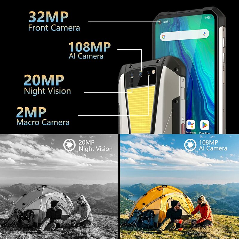 Unihertz-大型バッテリー付き携帯電話,頑丈なスマートフォン,22000mahナイトビジョン,108mpカメラ,12Gb,256Gb,Android 12Gb