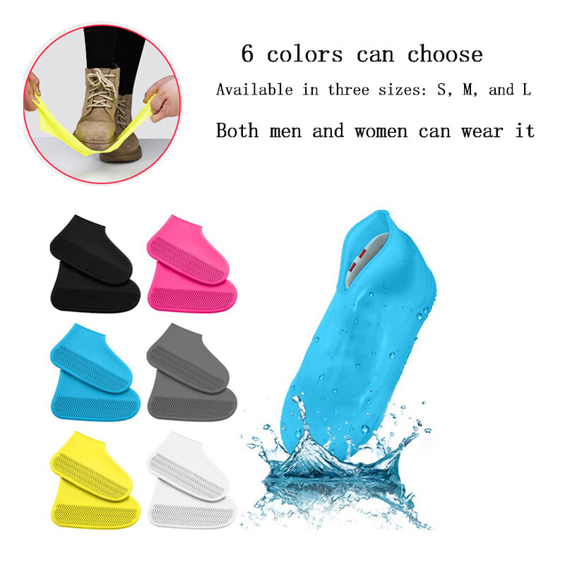 1 para wodoodpornych antypoślizgowych butów silikonowych o wysokiej elastyczności, odporne na zużycie buty przeciwdeszczowe Unisex do pokrowiec na buty wielokrotnego użytku na zewnątrz deszczowy dzień