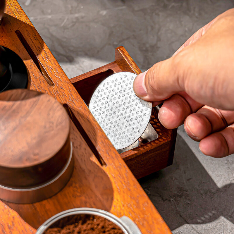 Supporto per portafiltro portafiltro per caffè 51MM 54MM 58MM in legno con scatola portaoggetti per cassetto aceessori per caffè Espresso strumenti per Barista