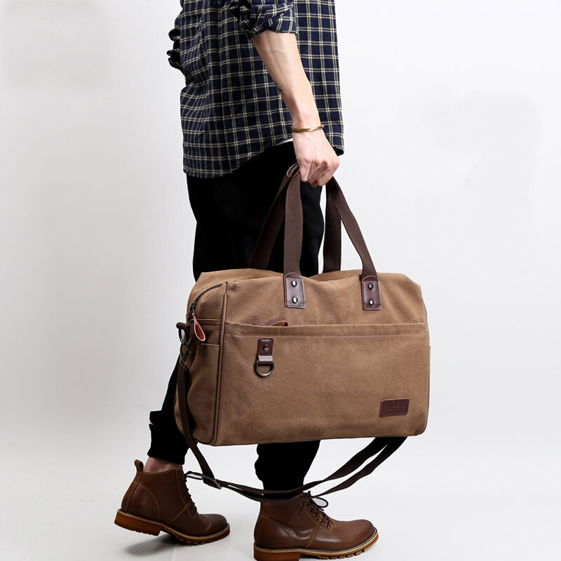 Men Canvas Handbag, Casual Business Bags Fit 15.6 inch Laptop, Fashion Fitness High Quality Travel Shoulder Bag