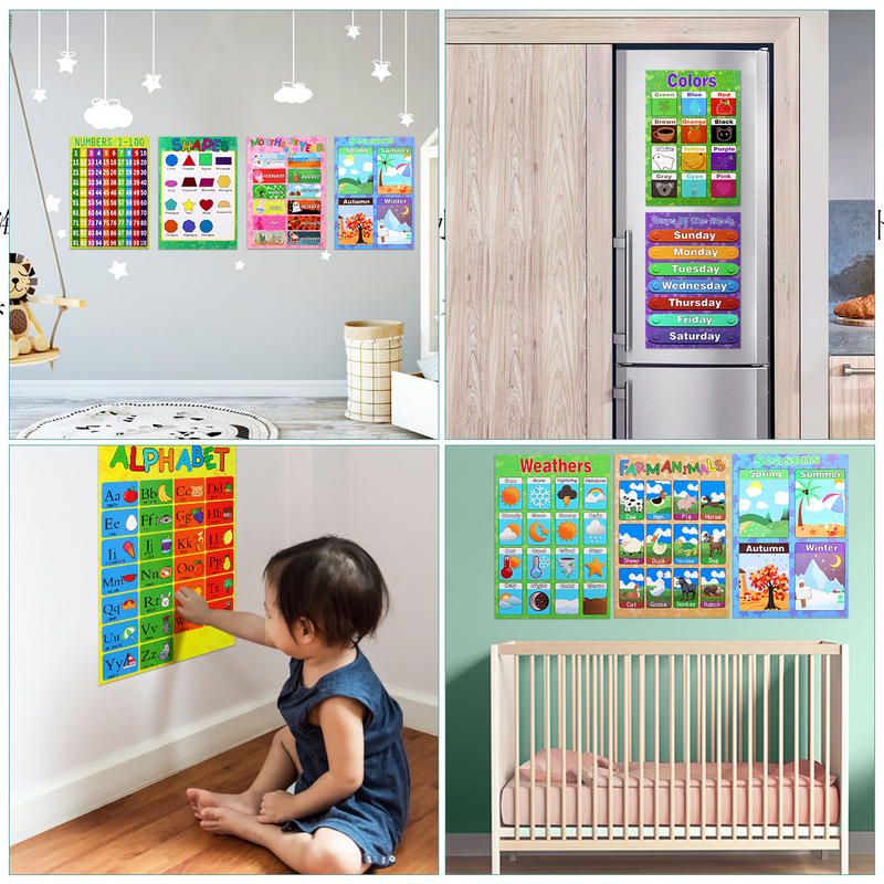 Tabela de parede educacional para berçário, cartazes escolares, gráficos para pré-escolares, crianças, crianças, jardim de infância, salas de aula, alfabeto
