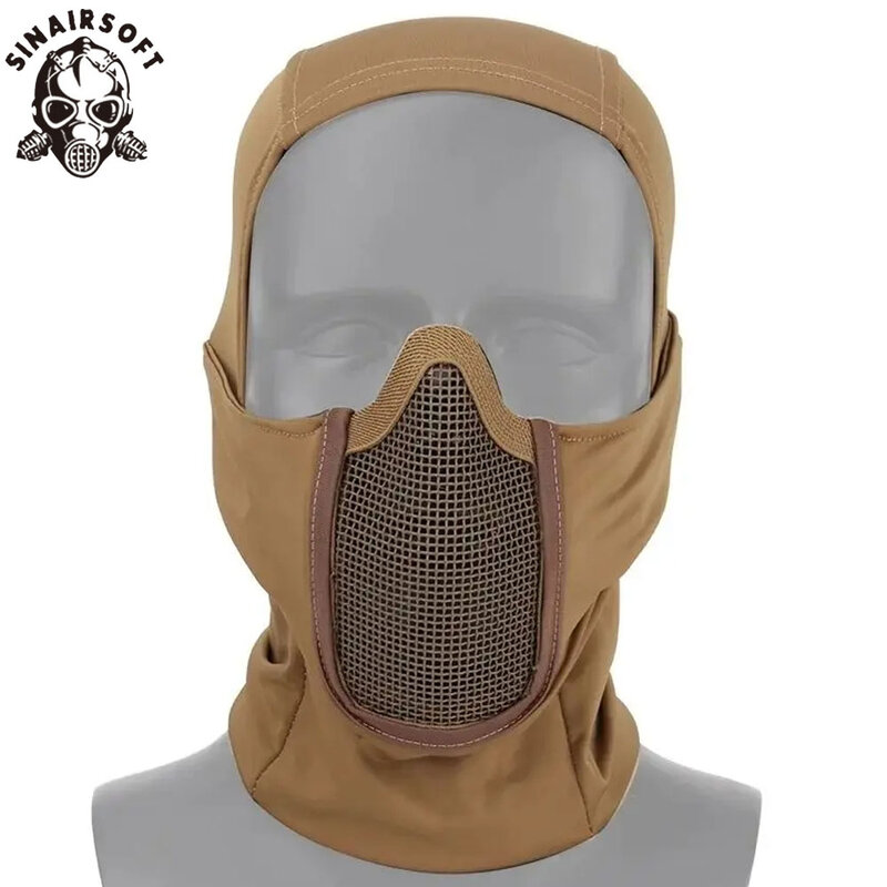 Máscara tática de malha, Airsoft Balaclava, máscara de Halloween, CS Game Hunting, ciclismo capacete protetor, boné de forro, Paintball