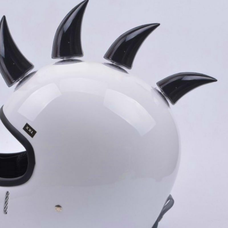 Stiker tahan air DIY helm sepeda stiker dekorasi tanduk setan lucu
