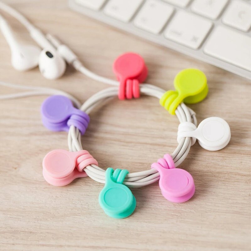1/3/5PCS Cable Organizer Soft Silicone Magnetic Cable Winder Cord Earphone Storage Holder Clips Cable Winder For Earphone Data