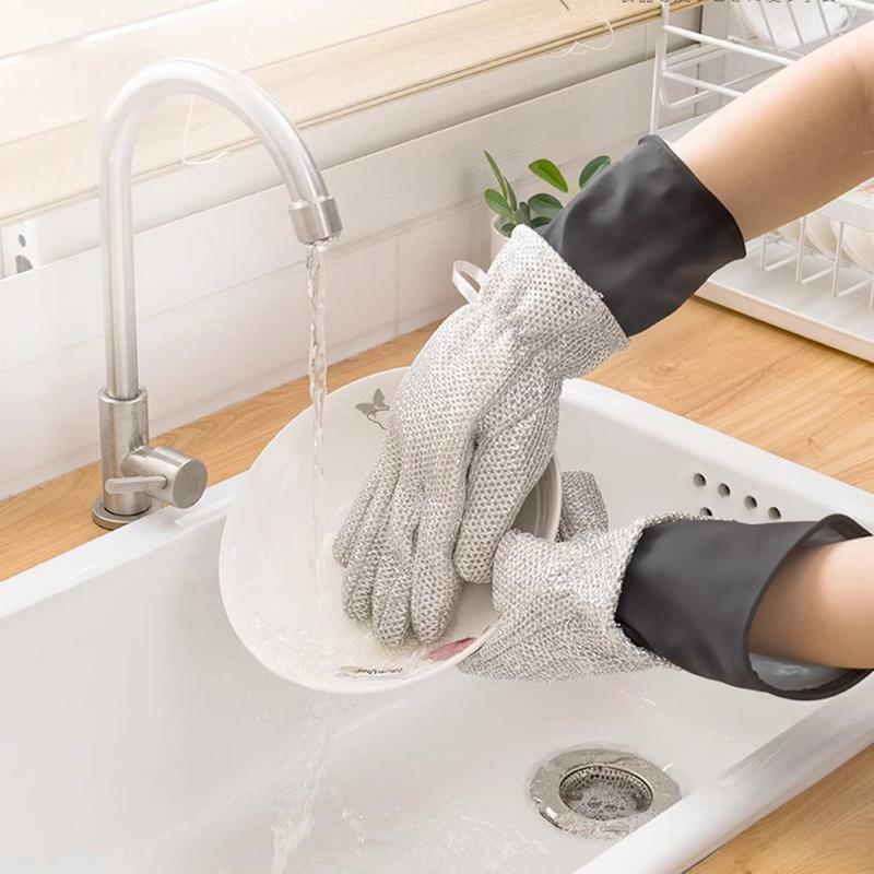 ถุงมือขัดจานกันความร้อนลวกกันลวก, ถุงมือผ้าเช็ดจานอเนกประสงค์ถุงมือล้างจานเบ็ดตกปลาเรืองแสงนุ่มกันน้ำ