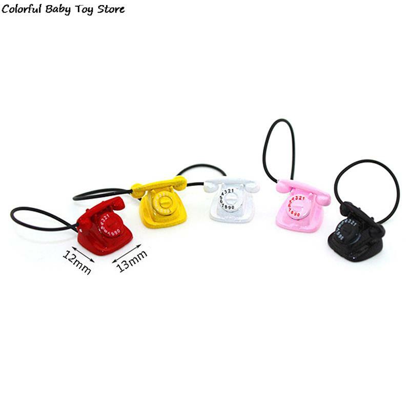 1/12 Puppenhaus Miniatur Metall Telefon so tun, als spielen Mini Home Kabel Telefon Puppenhaus Miniatur Spielzeug Dekoration Geschenk Kind