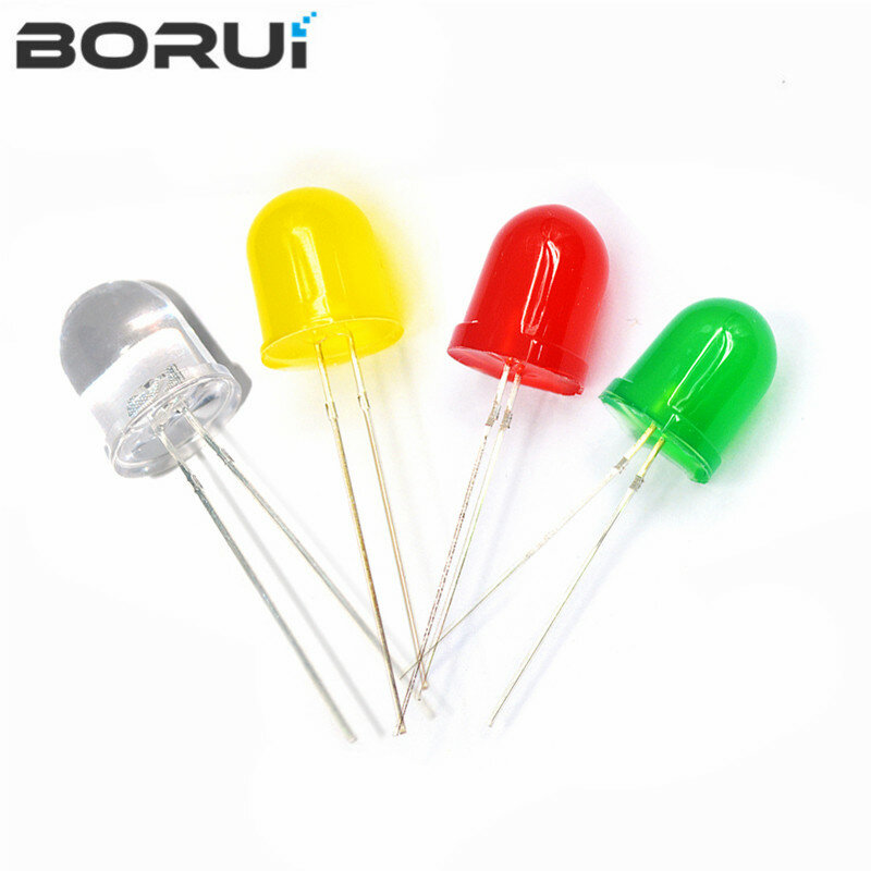 Diodo Emisor de LED F10, 10MM, rojo, blanco, amarillo, verde, azul, 3V, circuito PCB, artesanal, Bombilla Arduino difusa transparente