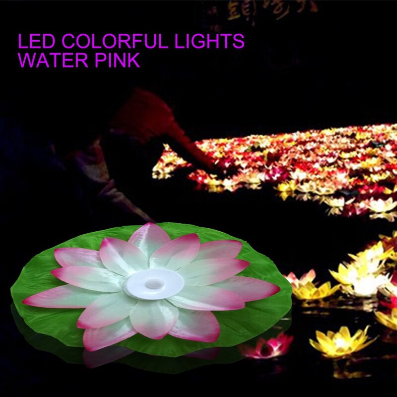 Lâmpada LED de lótus artificial, lâmpadas flutuantes coloridas mudadas, piscina de água, lanternas de luz, decoração de fornecimento de festa