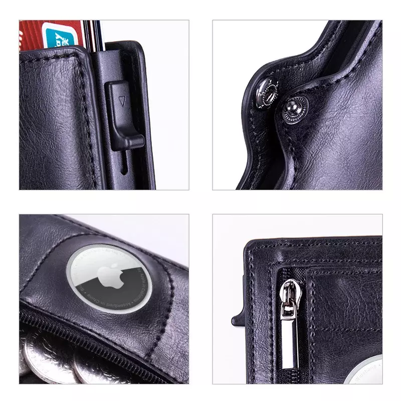 Wholesale For Apple Airtag Rfid ID Credit Card Holder Wallet Men Women Carbon Fiber Puese Business PU Cardholder Dropshipping