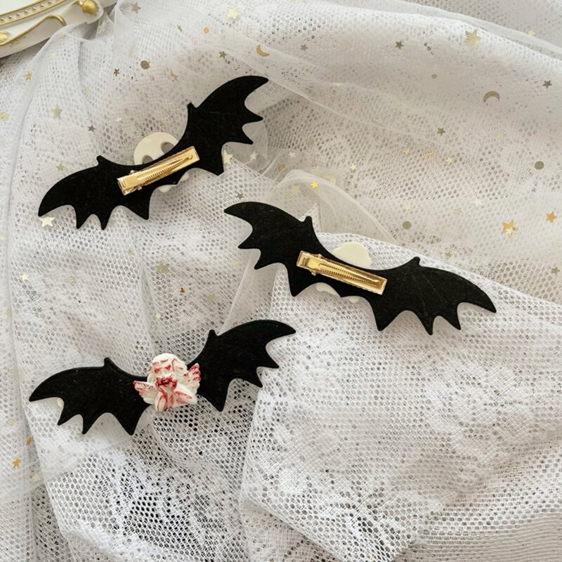 Schedel Vleermuis Haar Clip Punk Angel Bat Haar Haarspeldjes voor Creatieve Halloween Gothic Eendenbek Haarspeldjes Clips