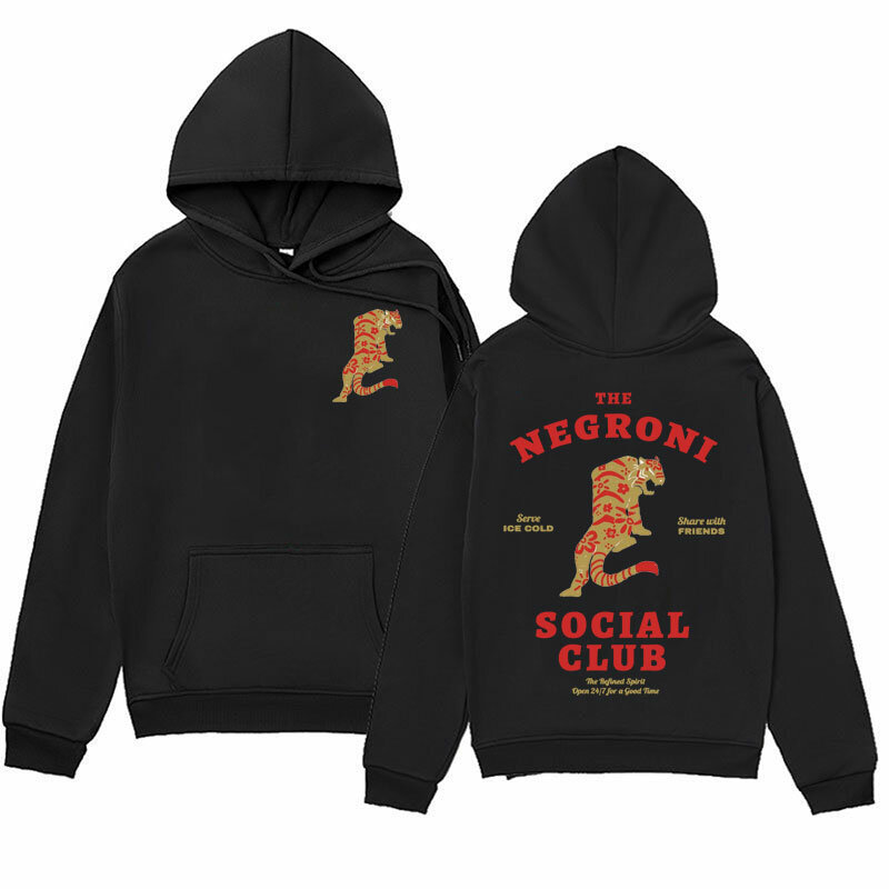The Negroni Social Club Meme Graphic Hoodie pakaian Pria estetika Retro keren Sweatshirt ukuran besar Hoodies Harajuku Streetwear