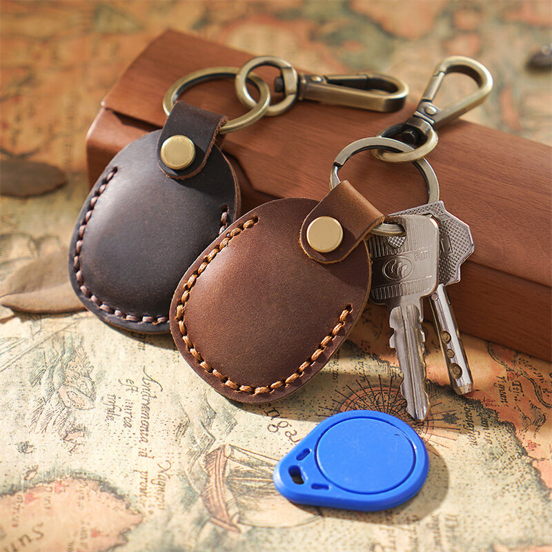 Wykonany ręcznie ze skóry wołowej portfele klucz w stylu Retro z zatrzask metalowy klamrą wielofunkcyjna karta dostępu uchwyt ochronny etui na klucze gospodarstwa domowego