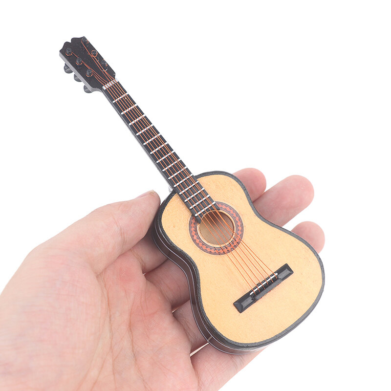 Guitarra eléctrica de madera en miniatura para niños, juguete de decoración para casa de muñecas, 1:12, 1:6