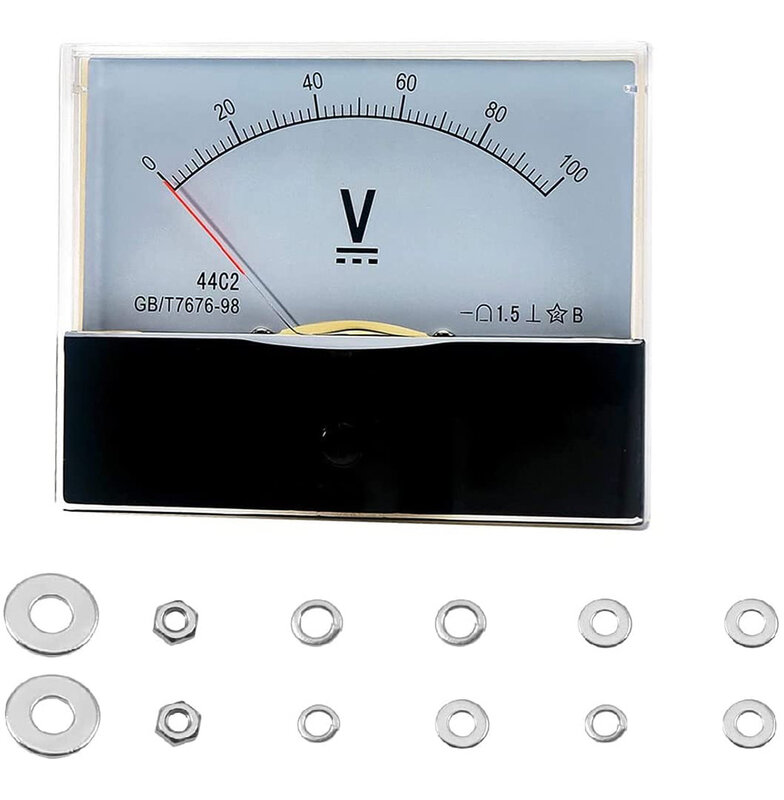 Voltímetro de CC 44C2-V, medidor de puntero, probador de instalación, 5V, 10V, 15V, 20V, 30V, 50V, 100V, 150V, 200V, 250V, 300V, 80x450mm