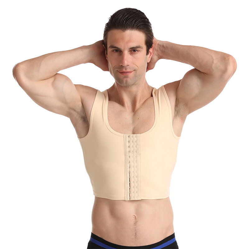 Mannen Borst Compressie Body Shaper Vest Buste Controle Shapewear Afslanken Ondershirt Korte Tops Ondergoed Naadloze Slanke Shapers