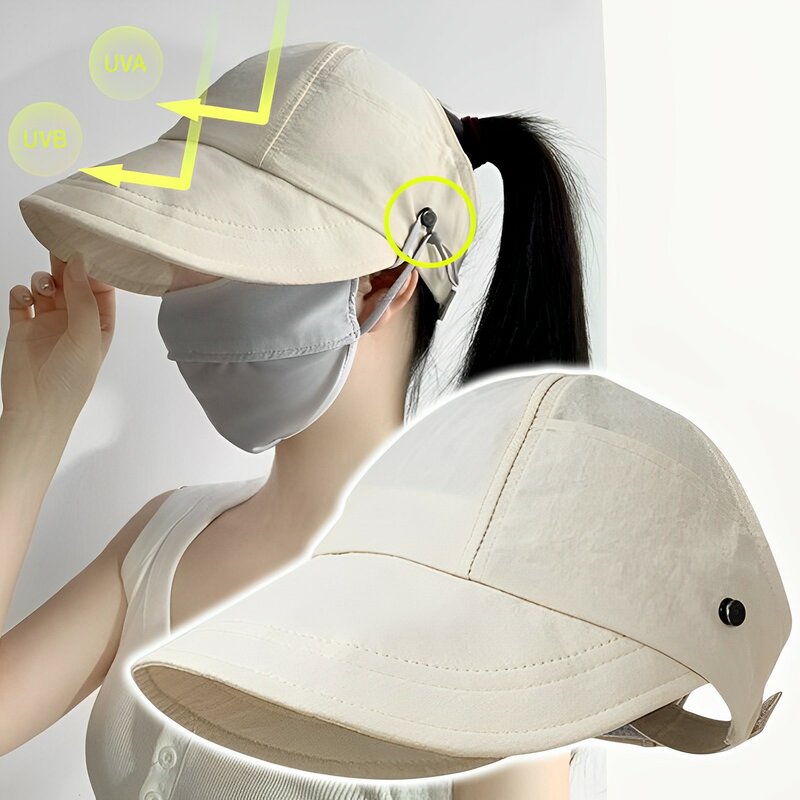 Letni kapelusz z szerokim rondem damski kapelusze przeciwsłoneczne składany regulowany wiaderko plażowe kapelusz UV daszek rybacki czapki w kucyk