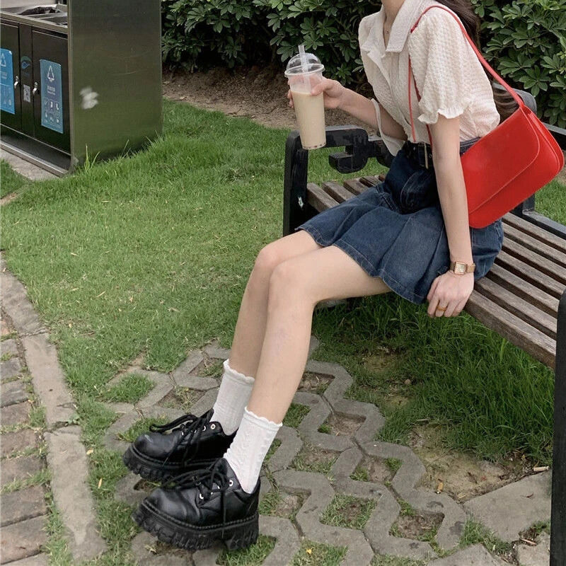 High Waist Y2k Jean Skirts Women Retro Mini Denim Pleated Skirts Harajuku Punk Belt Korean Student Casual A Line Skirt Falda