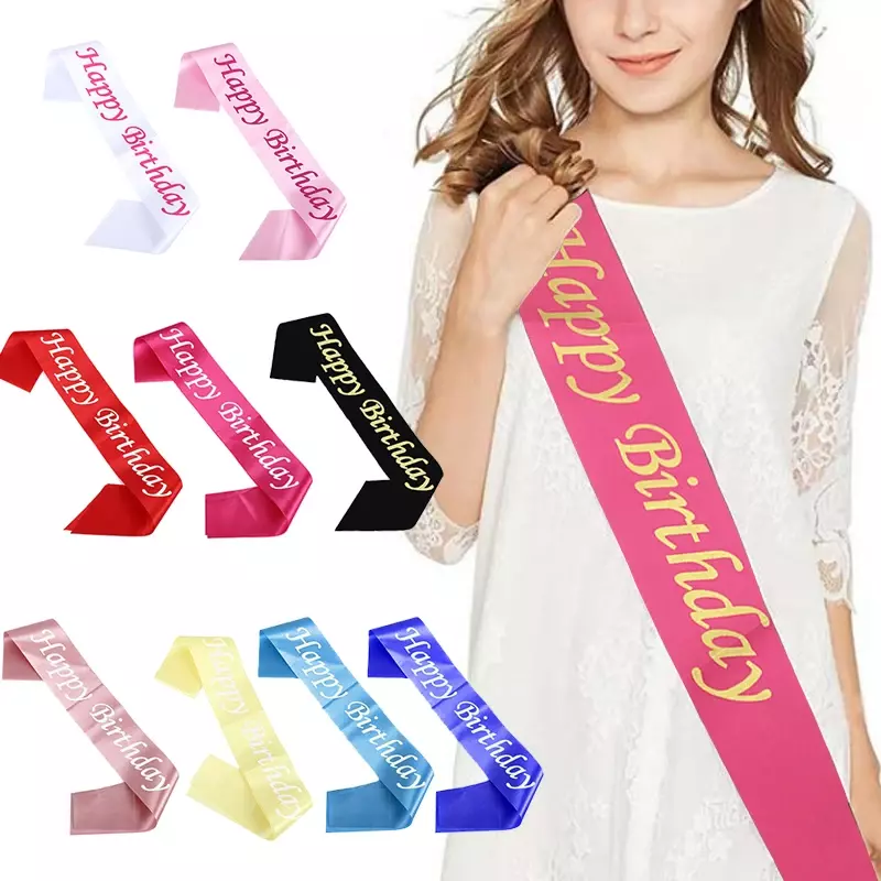 1Pc Birthday Girl Birthday Ribbons Shoulder Girdle Party Supplies Happy 18 21 30 40 50th Birthday Satin Sash Decor Accessories