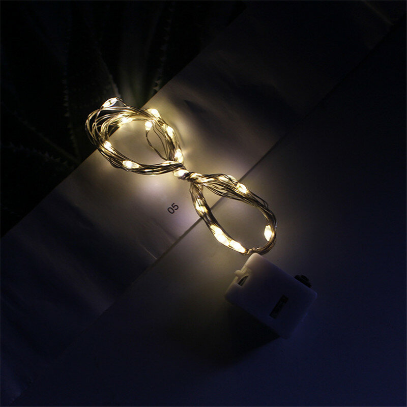 12 buah 10/20LED tali tembaga cahaya daya baterai pesta Natal pernikahan liburan bunga dekorasi peri lampu tas Opp paket