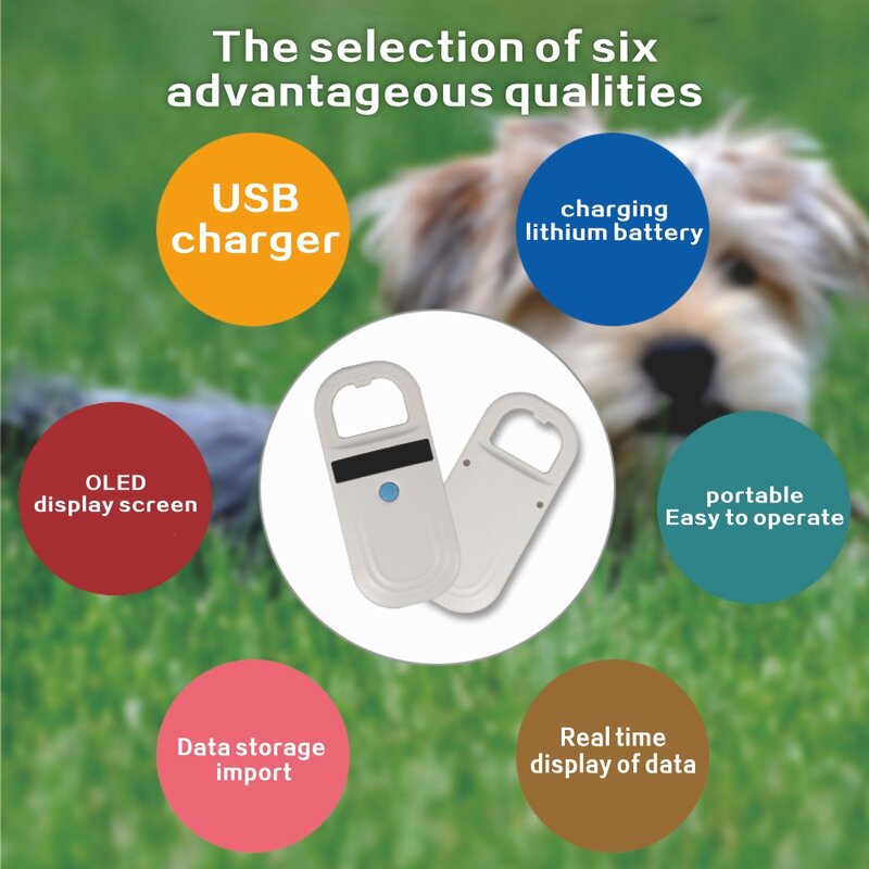 Iso11784สแกนเนอร์สัตว์เลี้ยง/5 FDX-B ชิป ID สัตว์เลี้ยงเครื่องอ่านไมโครชิปสแกนเนอร์แบบพกพา USB RFID สำหรับสุนัขแมวม้า