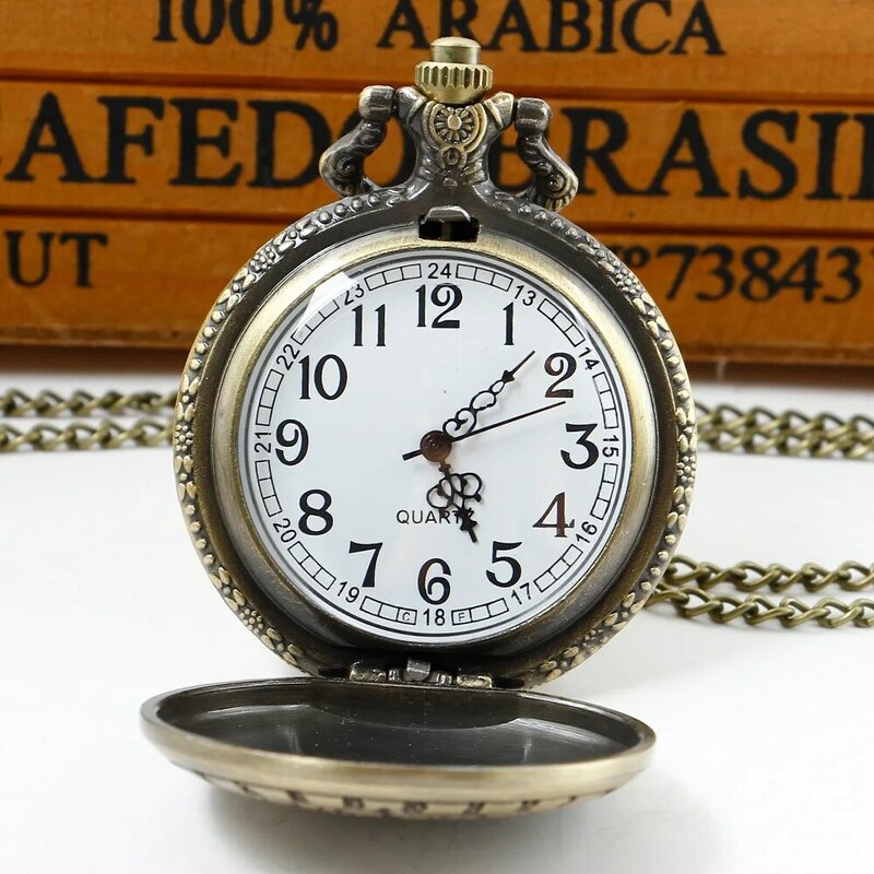 ดรอปชิปนาฬิกาควอทซ์สำหรับผู้ชายย้อนยุคสตีมพังก์กระเป๋า FOB นาฬิกาของขวัญพร้อมโซ่