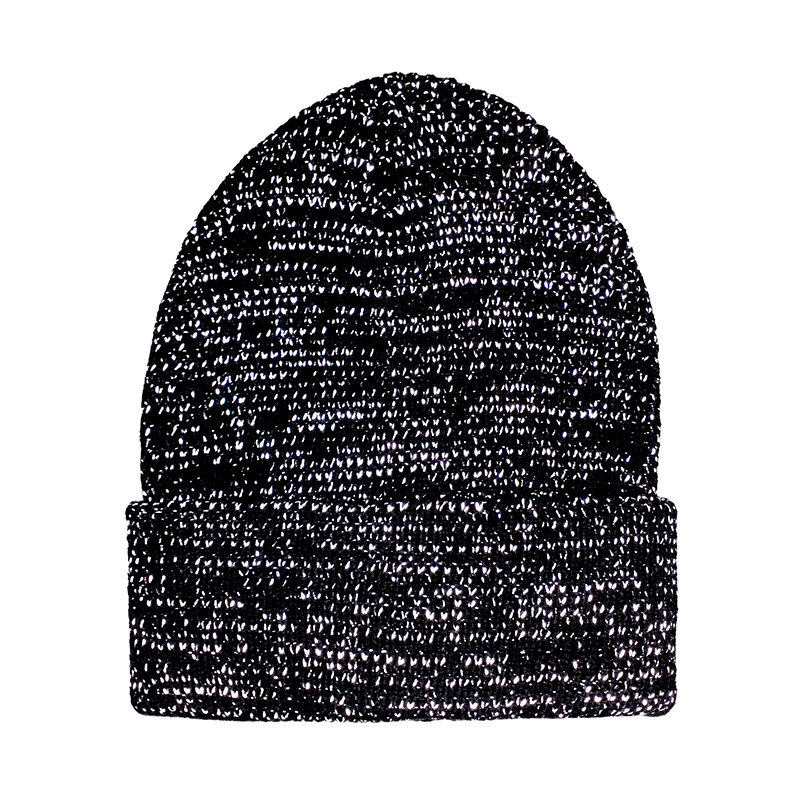 Beanie Hats Slouchy Beanies Knitted Caps Soft Warm Hat Unisex Rolled Cuff Cap Reflective Hat Skull Cap