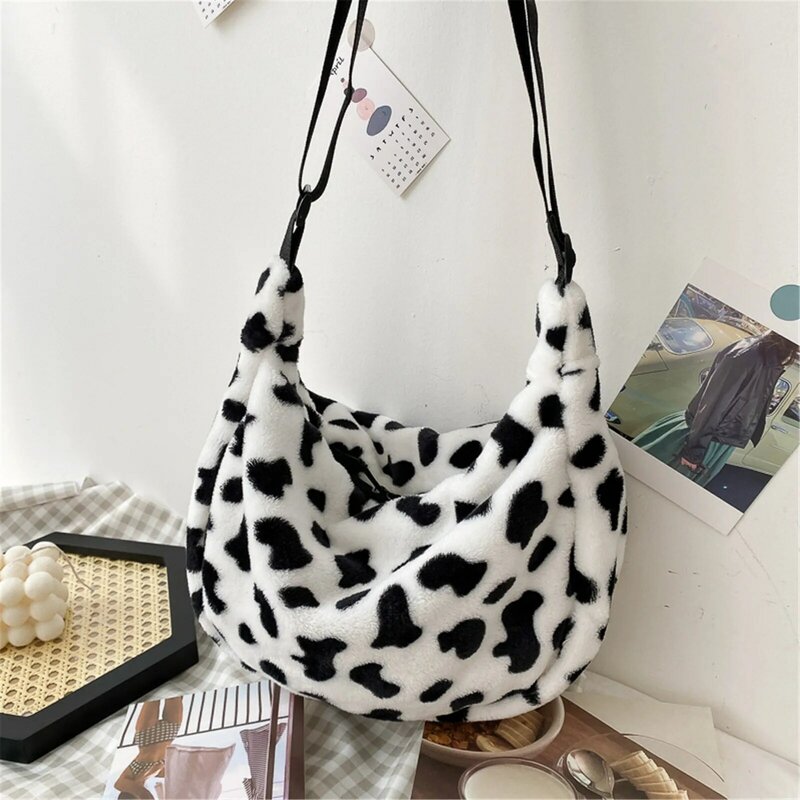 Bolsos de mano con patrón de vaca para mujer, bolso de hombro informal de gran capacidad, bolsos de mensajero femeninos de moda Simple