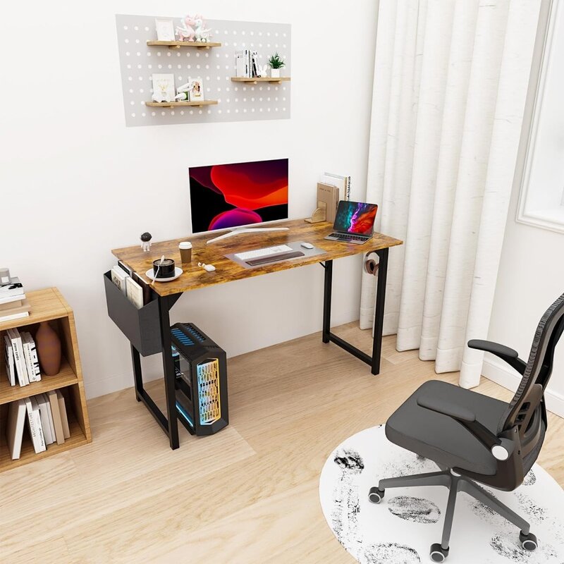 Mesa para computador pequeno, estilo moderno e simples, escrita, estudo, mesa de trabalho para casa, quarto, 48"