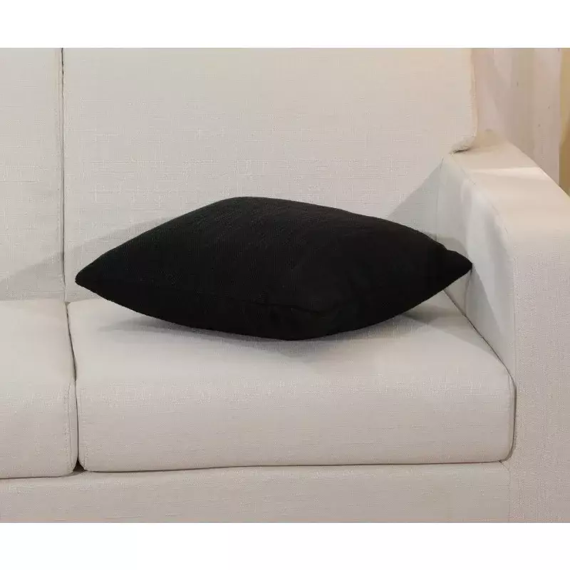 残りの生活単色テクスチャ正方形の装飾的な枕、ポリエステル、黒、18 "x 18"