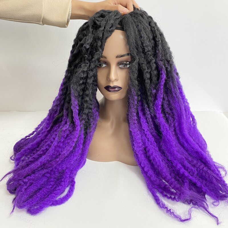 Extensões de cabelo longo sintético ombre de dois tons para mulheres, preto e roxo, trança de cabelo, torção, cabeça cheia, 24 polegadas, 10 pacotes