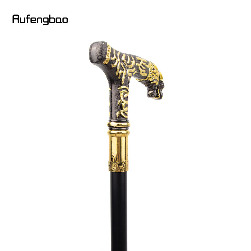 Golden Black Wolf Handle  Single Joint Fashion Walking Stick Decorative  Cospaly Party Walking Cane Halloween Crosier 93cm