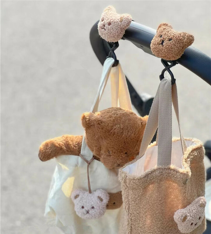 Cute Bear Baby Bag Gancho, 360 graus Rotatable, Carrinho Organizador, Mummy Bag Hook, Acessórios para carrinho